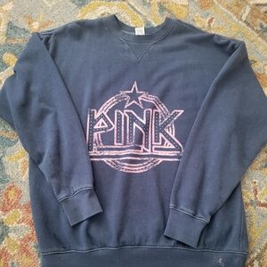 PINK Victoria's Secret Navy Crewneck with Pink Logo Graphic